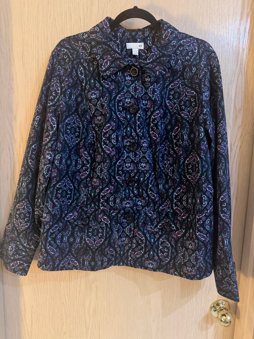 Charter Club Woman Paisley Button Front Jacket Blazer Plus Size 2X